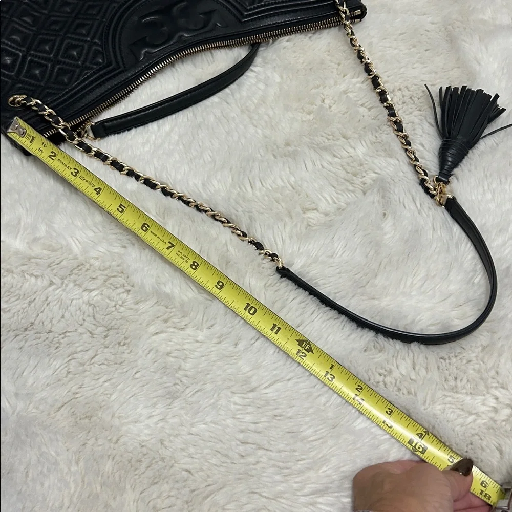 Tory Burch Fleming Black Leather Quilted Tote Bag